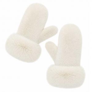 3571 - Winter Mittens  Ivory<br>
Plush Mittens with Faux Rabbit Cuffs - 