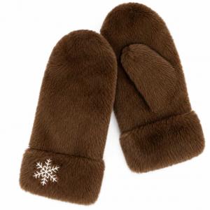 3571 - Winter Mittens  Snowflake Brown<br>
Plush Mittens  - 