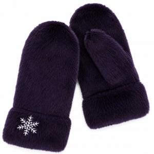 3571 - Winter Mittens  Snowflake Dark Plum<br>
Plush Mittens  - 