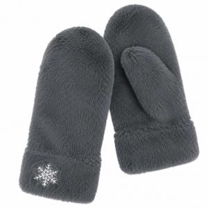 3571 - Winter Mittens  Snowflake Charcoal<br>
Plush Mittens  - 