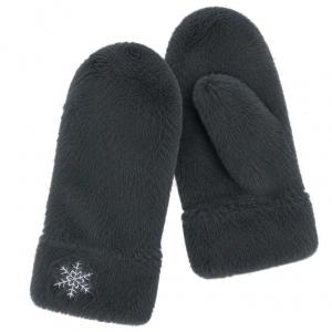 3571 - Winter Mittens  Snowflake Charcoal<br>
Plush Mittens  - 