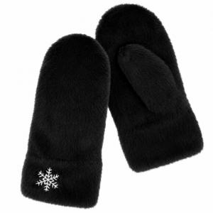 3571 - Winter Mittens  Snowflake Black<br>
Plush Mittens  - 