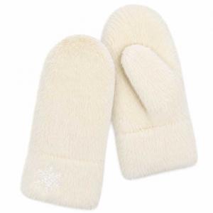 3571 - Winter Mittens  Snowflake Ivory<br>
Plush Mittens  - 