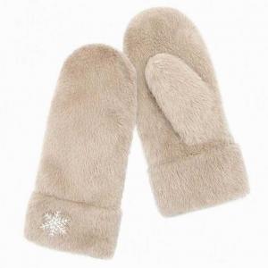 3571 - Winter Mittens  Snowflake Latte<br>
Plush Mittens  - 