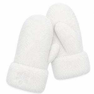 3571 - Winter Mittens  Snowflake White<br>
Plush Mittens  - 
