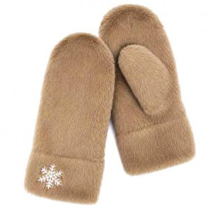 3571 - Winter Mittens  Snowflake Tan<br>
Plush Mittens  - 