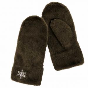 3571 - Winter Mittens  Snowflake Taupe<br>
Plush Mittens  - 