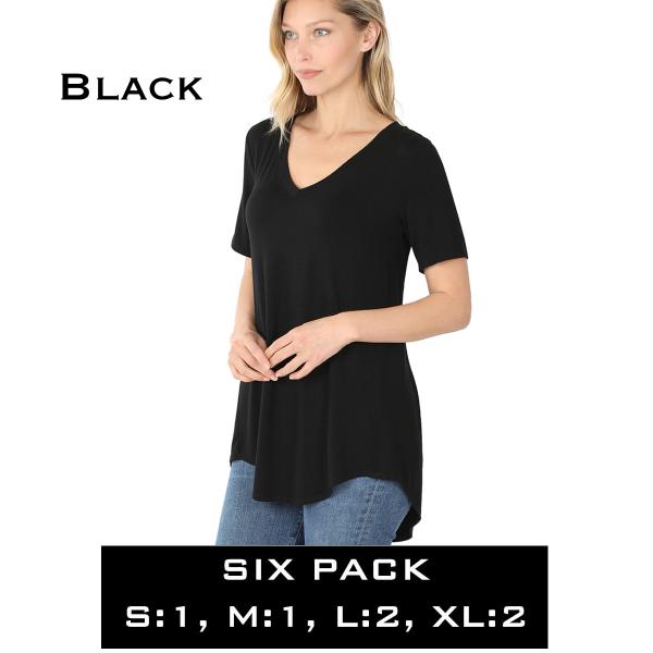 Wholesale 5541 - Luxe Rayon V-Neck Hi-Low Top 5541 - Black - Six Pack  - S:1,M:1,L:2,XL:2