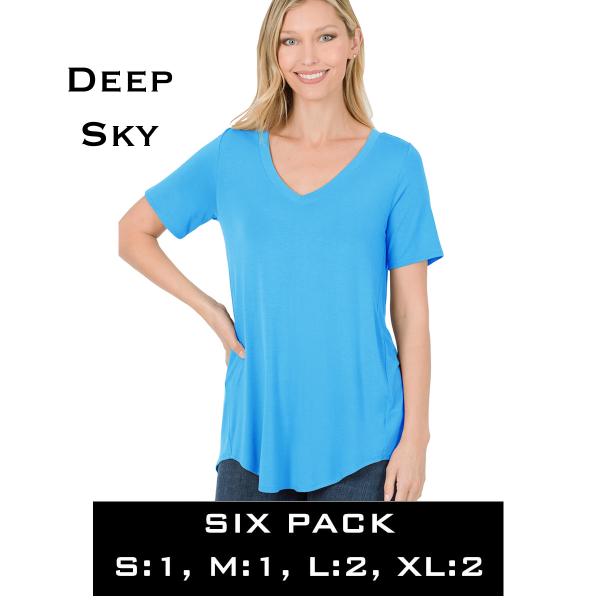 Wholesale 5541 - Luxe Rayon V-Neck Hi-Low Top 5541 - Deep Sky - Six Pack  - S:1,M:1,L:2,XL:2