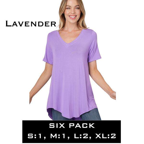 Wholesale 5541 - Luxe Rayon V-Neck Hi-Low Top 5541 - Lavender - Six Pack - S:1,M:1,L:2,XL:2