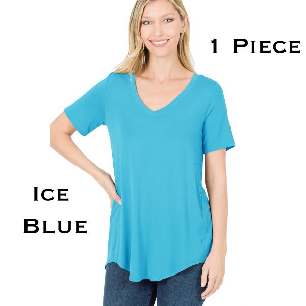 Wholesale 5541 - Luxe Rayon V-Neck Hi-Low Top Ice Blue<br>5541<br>ONE PIECE<br>LARGE - L