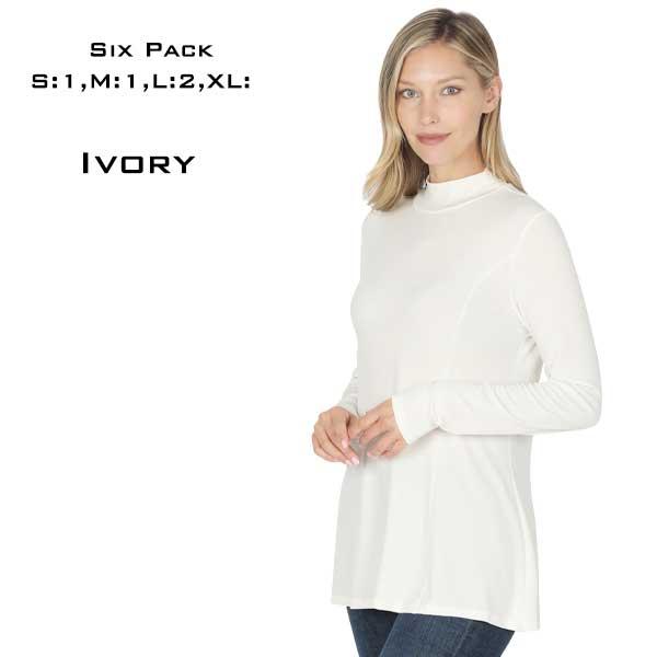 wholesale 10016 - Long Sleeve ITY Mock Turtleneck Tops 10016 - Ivory - Six Pack 
 - S:1,M:1,L:2,XL:2