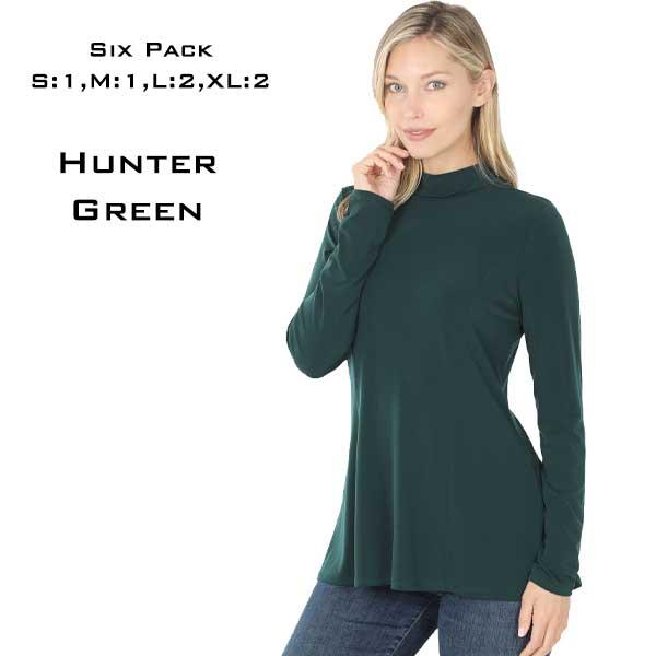 wholesale 10016 - Long Sleeve ITY Mock Turtleneck Tops 10016 - Hunter Green - Six Pack 
 - S:1,M:1,L:2,XL:2