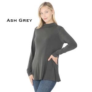 10016 - Long Sleeve ITY Mock Turtleneck Tops Ash Grey - X-Large