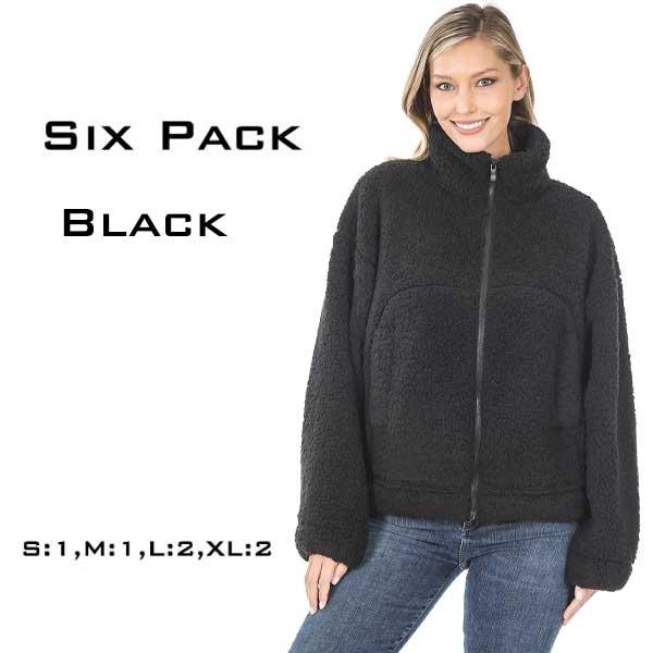 wholesale 75017 - Sherpa Jacket 75017  <br>
Black SIX PACK (S:1,M1,L:2,XL:2) - 