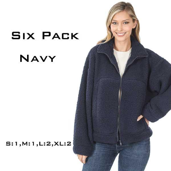 wholesale 75017 - Sherpa Jacket 75017<br>
Navy SIX PACK (S:1,M1,L:2,XL:2) - 