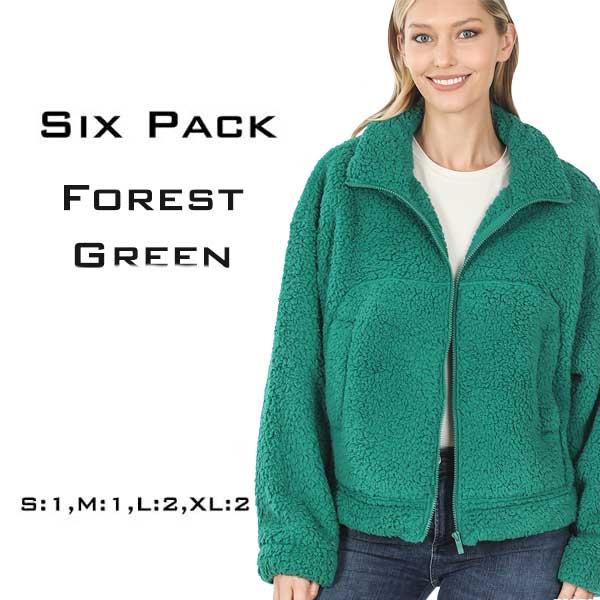 wholesale 75017 - Sherpa Jacket 75017<BR>
Forest Green SIX PACK (S:1,M1,L:2,XL:2) - 