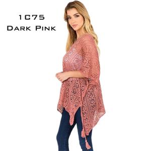 Wholesale  1C75 - Dark Pink<br>Summer Knit Poncho - 