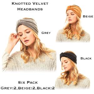 Wholesale  013 - Knotted Velvet<br>
Winter Headband Six Pack - 