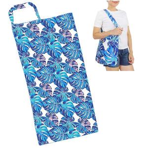 Wholesale  10179-Blue Leaves<br>2 in 1 Beach Towel Tote Bag - 