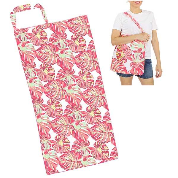 wholesale 3630 - Two in One Beach Towel Tote Bags 10179-Coral Leaves<br>2 in 1 Beach Towel Tote Bag - 