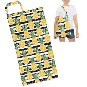 Wholesale  10180-Black Stripes with Pineapple<br>2 in 1 Beach Towel Tote Bag - 