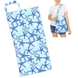 Wholesale  10184-Blue Starfish<br>2 in 1 Beach Towel Tote Bag - 