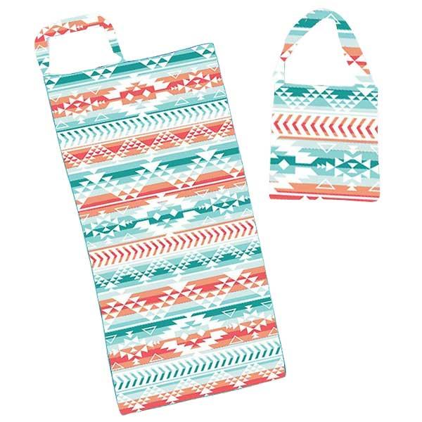 wholesale 3630 - Two in One Beach Towel Tote Bags 9982-Turquoise Multi<br>2 in 1 Beach Towel Tote Bag - 
