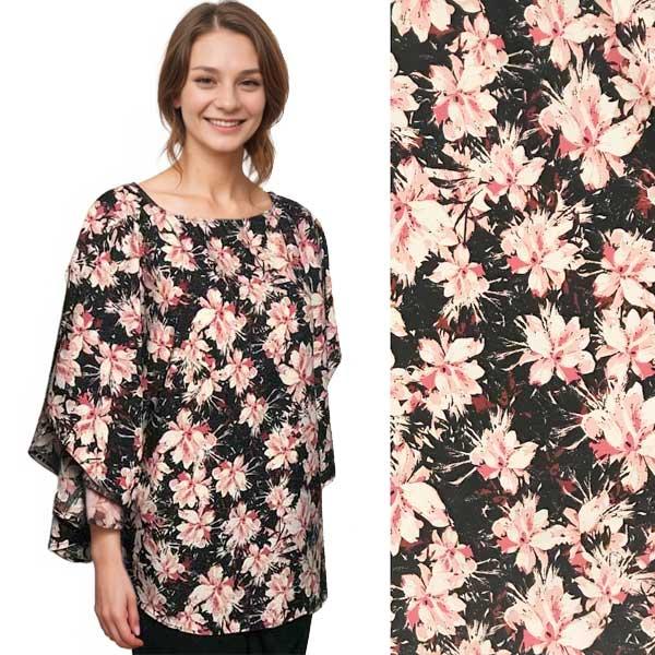 wholesale 10164 - Round Bottom Floral Ponchos 10164 - Black Floral<BR>
Round Bottom Poncho - 