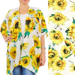 Wholesale  10152-WT<br>Sunflower Print Kimono - 