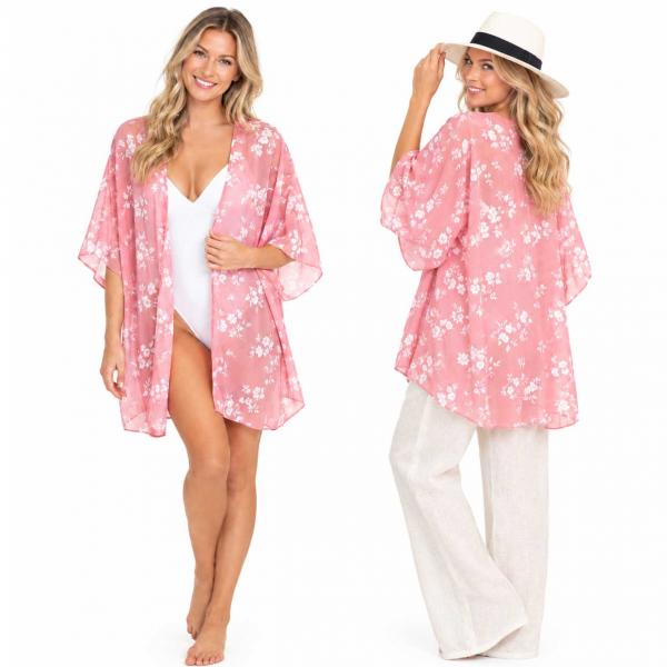 wholesale 10154 - Flower Print Kimono/Swimsuit Coverup Rose Floral - 