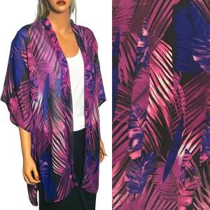 Wholesale  10209 - Magenta<br>
Tropical Chiffon Kimono with Sleeves - 