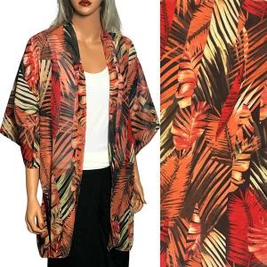 Wholesale  10209 - Orange Multi<br>
Tropical Chiffon Kimono with Sleeves - 