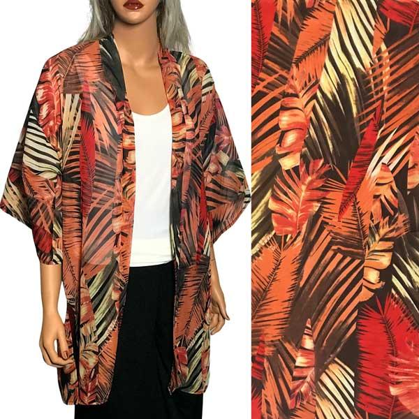 Wholesale 10209 - Tropical Print Kimonos  Orange Multi - 