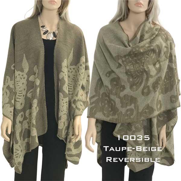 wholesale 10035 - Reversible Ruanas 10035 Taupe-Beige<br>
Reversible Ruana - 