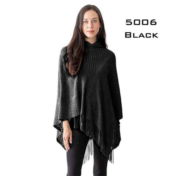 Wholesale 5006 - Poncho with Hood 5006-Black<br>
Poncho with Hood - 