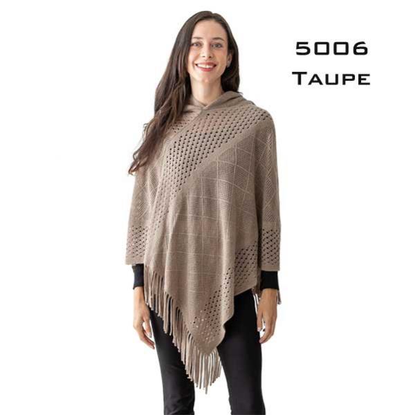 Wholesale 5006 - Poncho with Hood 5006-Taupe<br>
Poncho with Hood - 