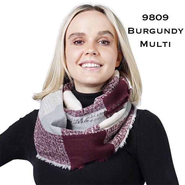 wholesale Woven Infinity Scarves - 8628/8435/1251/905/9809 9809 - Burgundy Multi - 