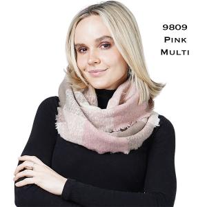 Wholesale 3649 /9809-  Woven Infinity Scarves 9809 - Pink Multi - 