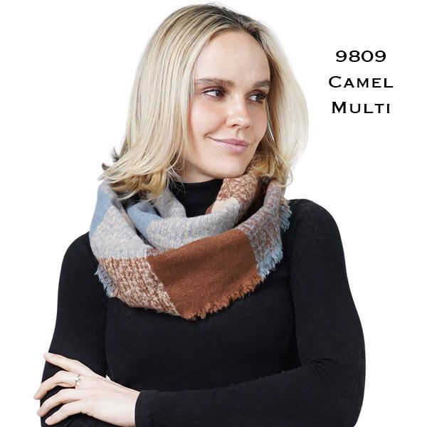 wholesale Woven Infinity Scarves - 8628/8435/1251/905/9809 9809 - Camel Multi - 