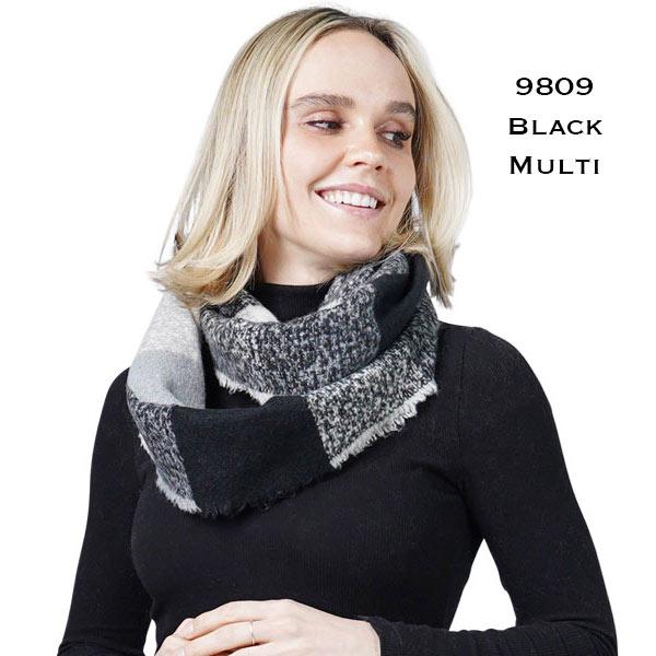 wholesale Woven Infinity Scarves - 8628/8435/1251/905/9809 9809 - Black Multi - 