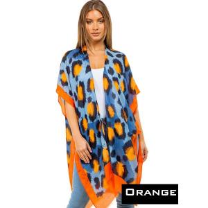 Wholesale  4144 - Orange Border<br>
Animal Print Kimono - 