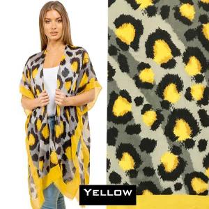 Wholesale  4144 - Yellow Border<br>
Animal Print Kimono - 