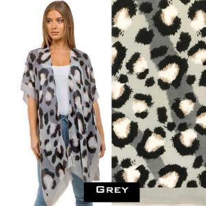 Wholesale  4144 - Grey Border<br>
Animal Print Kimono - 