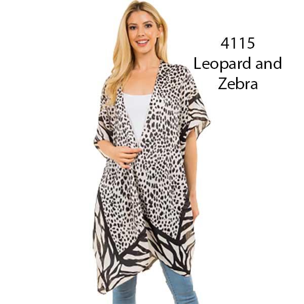Wholesale 0004/4115 -  Animal Print Kimonos 4115 - Leopard and Zebra - 