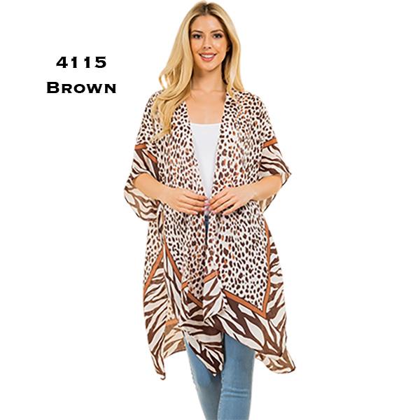 Wholesale 0004/4115 -  Animal Print Kimonos 4115 - Brown Tones - 