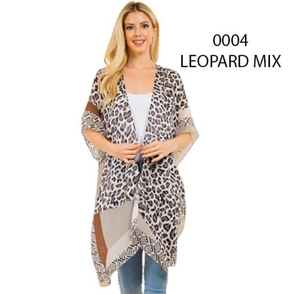Wholesale 0004/4115 -  Animal Print Kimonos 0004 - Leopard Mix - 