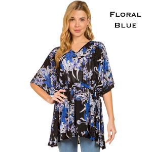 Wholesale  4127 - Floral Blue<br>
Spandex Blend Tunic - 