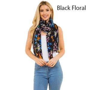4131 - Pleated Floral Scarf 4131 - Black<br>
Pleated Floral Scarf - 