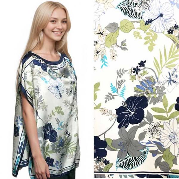 3662 - Satin Toppers 10206 - Navy Border Floral - 